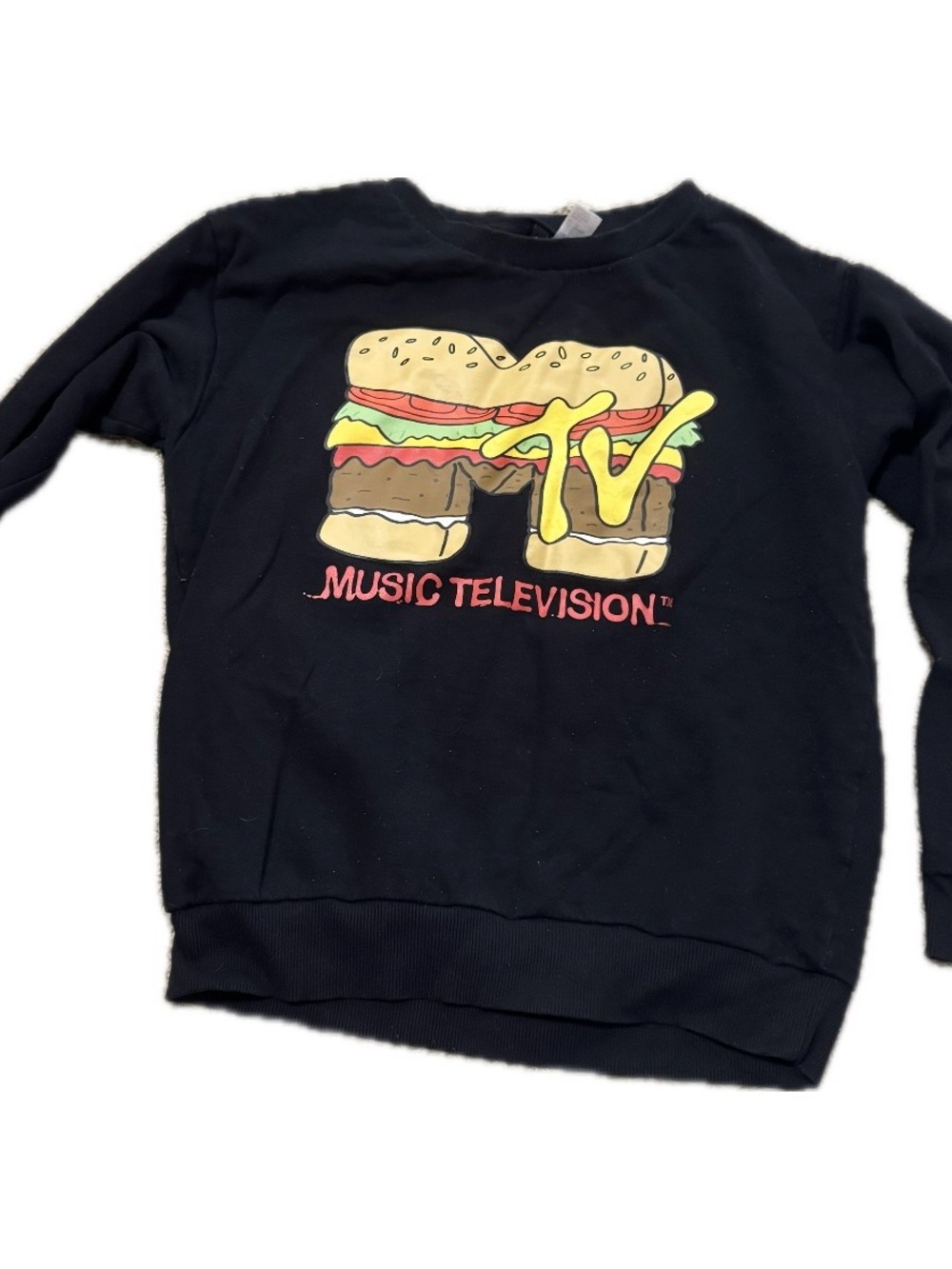 MTV Black Sweatshirt with Colorful Burger Logo Y2K vintage old school